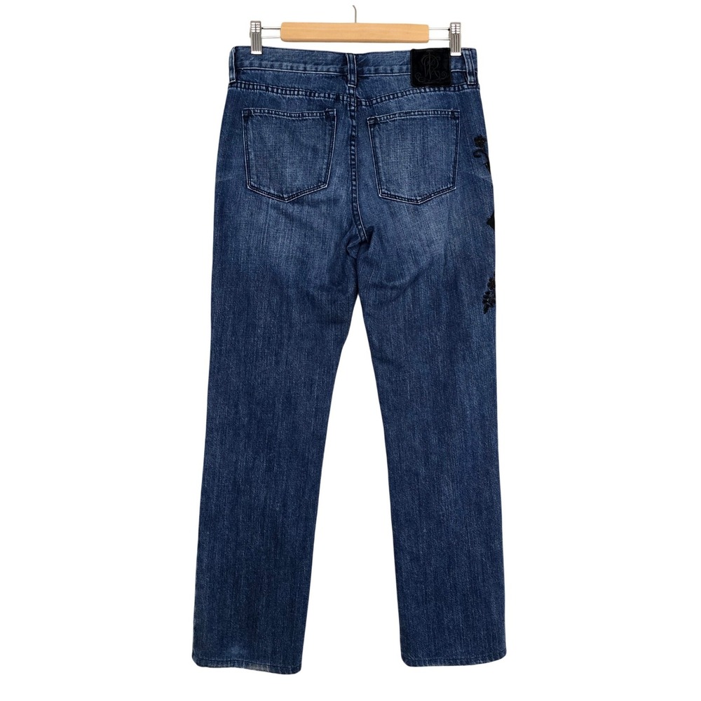 Lauren Ralph Lauren Women's Beaded Velvet Patch Jeans Straight 4 - Picture 2 of 15